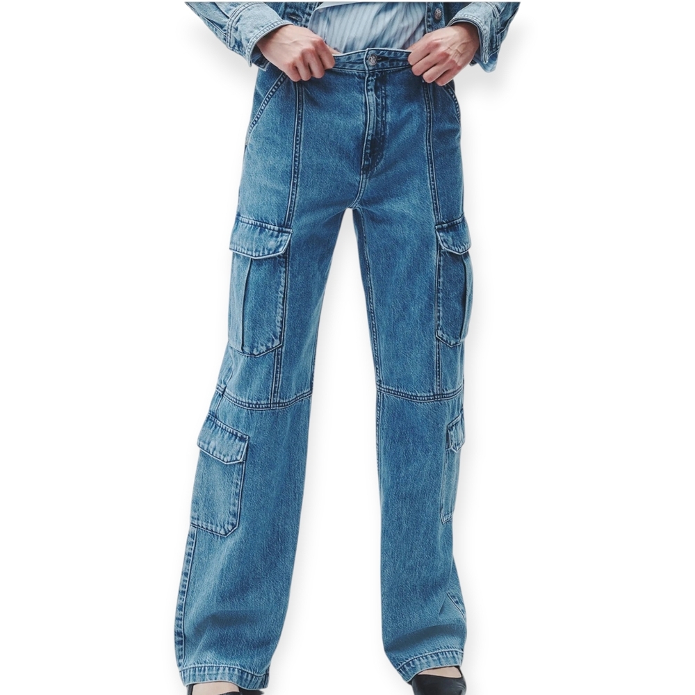 Rag & Bone Featherweight Cailyn Cargo High Waisted Jeans in Vicky Size 24